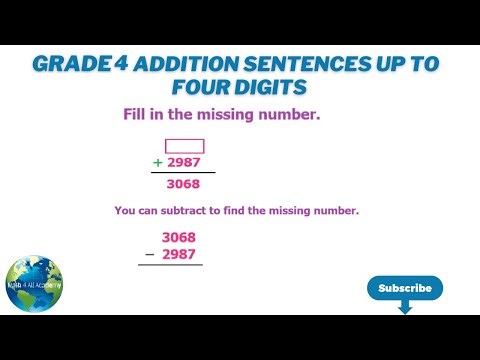Grade 4 Addition Sentences Up To Four Digits