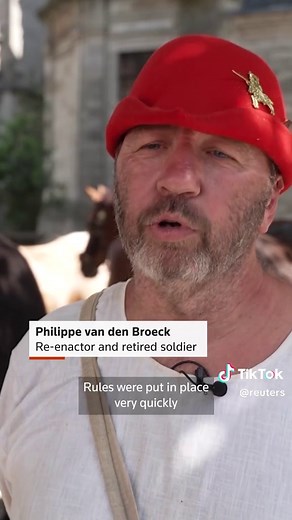 Armored riders thundered across Brussels' historic Sablon square on July 3 as part of the annual Ommegang festival, a UNESCO-listed celebration of Belgian medieval heritage, which included a jousting demonstration with re-enactors. #belgium #medieval #knight #brussels #jousting