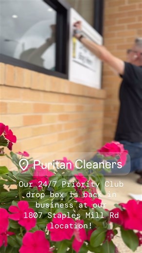 Thank you @image360rva for helping get our 24/7 Priority Club Dropbox back in business! If you are a member of our Priority Club, you can drop your bag in anytime of day or night! If you’re not a member, please ask any of our team members for your complementary Priority Club bag! | Puritan Cleaners