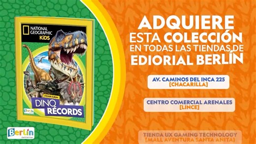 ¡Comenzó la VENTA 𝗘𝗫𝗖𝗟𝗨𝗦𝗜𝗩𝗔 del nuevo Álbum 𝗗𝗜𝗡𝗢 𝗥𝗘𝗖𝗢𝗥𝗗𝗦 de 𝗡𝗔𝗧𝗜𝗢𝗡𝗔𝗟 𝗚𝗘𝗢𝗚𝗥𝗔𝗣𝗛𝗜𝗖! 🦖🦖🦖 🦖 Conoce la guía de Dinosaurios más completa, datos que nunca antes imaginaste y épicos enfrentamientos nunca antes vistos. 👉 COMPRA YA tu nuevo Álbum en todas nuestras PLATAFORMAS Y TIENDAS: 💻www.editorialberlin.com: https://bit.ly/4brcdWm 📲902824978: https://wa.link/0e42jd 📲922839848: https://wa.link/zqjbln TIENDAS 📍Mall Aventura Plaza Santa Anita - AL COSTADO DEL