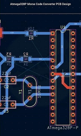 Atmega328P Microcontroller Morse Code Converter PCB Design Using KiCad