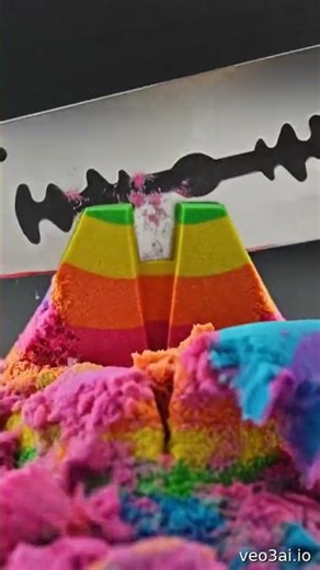 Rainbow Kinetic Sand Volcano Eruption & Razor Slice Satisfying Kinetic Sand Cutting & ASMR part 56