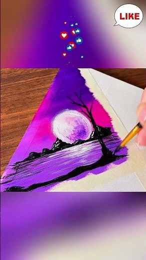 Acrylic Painting | How to paint 4 colorful moon scenes in one stunning layout #drawing #art #shorts