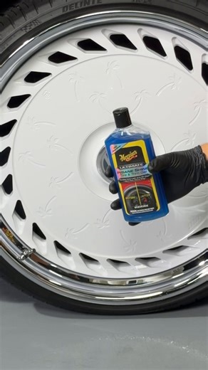 Do you want attention-grabbing shine that lasts on tires and exterior plastic trim pieces? Ultimate Insane Shine Tire & Trim Gel leaves a durable, black, wet-look shine and provides UV fading protection for tires and trim pieces. In the Bay with @twerkwagon #meguiars #tiredressing #trimprotectant #newproductalert | Meguiar's