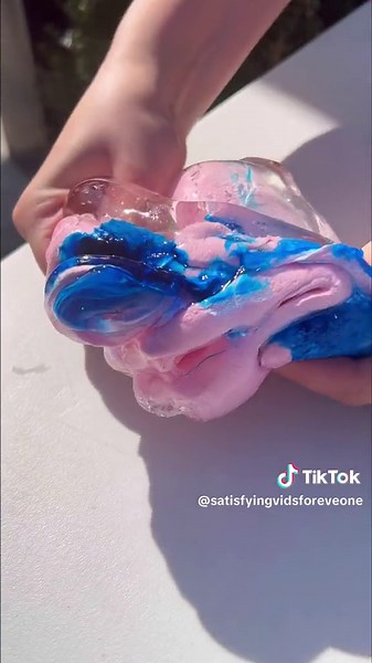 Satisfying pink and blue slime mixed together🎀🦋#satisfying #asmr #slime #pink #blue #cute