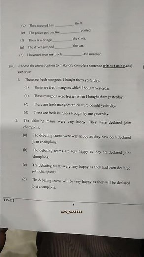 ICSE CLASS 10 ENGLISH 1 LANGUAGE QUESTION PAPER 2024-25 Boards Examination 2025 grammar paper