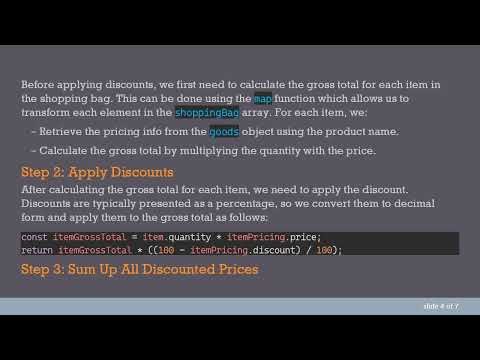 How to Calculate the Total Price of Goods in a Shopping Bag Using JavaScript's reduce Function