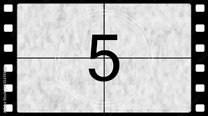 Countdown video overlay template from 10 to 1 second animation on film background