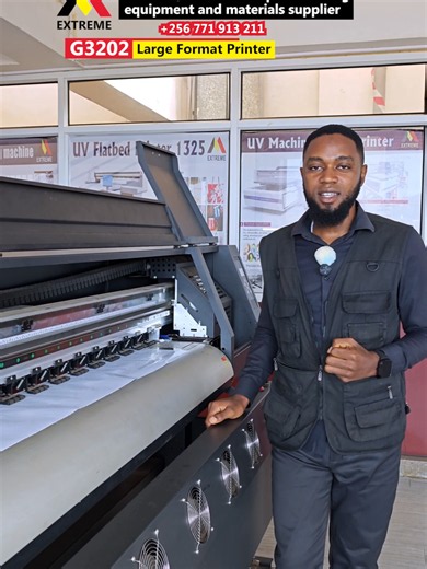 E3202 Extreme Large Format Printer, Perfect for printing for large production, like bilboards, posters and more! uses two print heads, readily available, 📍Uganda located at Metropole house behind Pearl Bank,Nkrumah road Kampala. Whatsapp/calls: 256 702 739 066, 256 771 913 211 🚀Extreme, your one stop advertising equipment & material supplier✨ #goviral #challenges_tiktok #creatorsearchinsights