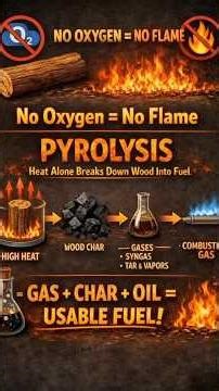 No Oxygen. Pure Energy. 🔥🪵Pyrolysis Method — Heat turns wood into fuel without flame.