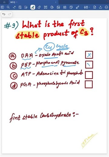 What Is the First Stable Product of the C3 Cycle? | #MCQ #9 #Medical #cee