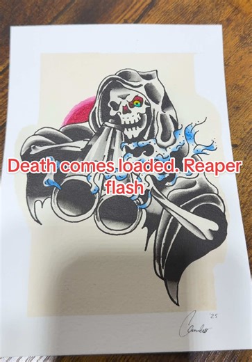 Reaper Tattoo Design Ideas with Shotgun Motif