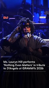 Ms. Lauryn Hill led the tribute to D’Angelo and Roberta Flack at the 2026 GRAMMY Awards 🤍 Full story: https://djmag.com/news/watch-ms-lauryn-hill-perform-tribute-dangelo-and-roberta-flack-grammys-2026 | DJ Mag
