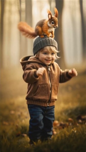 Cute AI-Generated Wiggle: Toddler and Squirrel Do a Silly Dance 🐿️👦😄