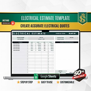 Electrical Estimate Template | Google Sheets | Project Cost Calculator for Electricians and Contractors | Digital Download - Etsy
