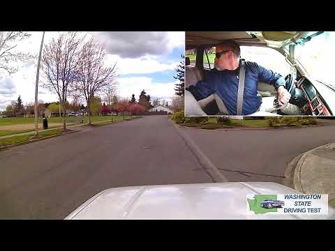Backing around a corner on the Washington state driving test