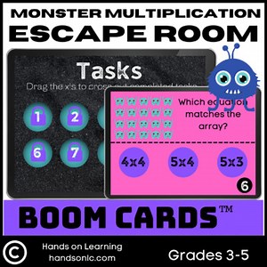 Monster Math Multiplication Escape Room Boom Cards