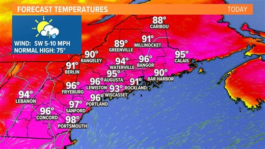 Record heat and strong storms in Maine on Thursday
