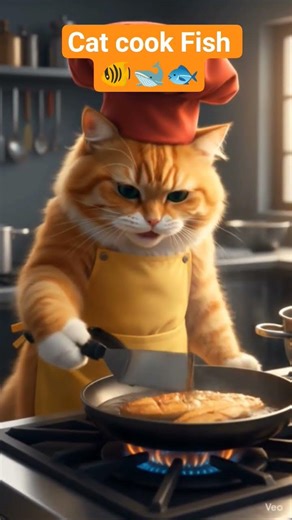 Funny Cat Cooking Fish 😂🐱 | Cute Chef Cat #cat #viral #shorts