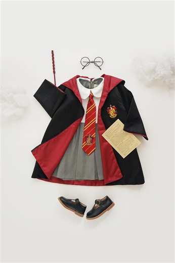 Harry Potter Dress Kids / Harry Potter Costume / Hermione Dress / Gryffindor Robe Kids / Gryffindor Costume Tie - Etsy