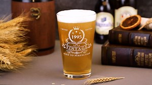LIGHTEN LIFE 60th Birthday Gifts for Men 16oz,1966 Beer Glass in Barrel Box,60th Birthday Gift Ideas,1966 Pint Glass for 60 Years Old Dad,Husband