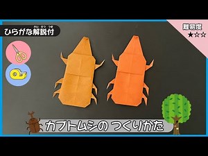 【簡単折り紙】カブトムシの折り方【昆虫の折り紙】【夏の虫の折り紙】