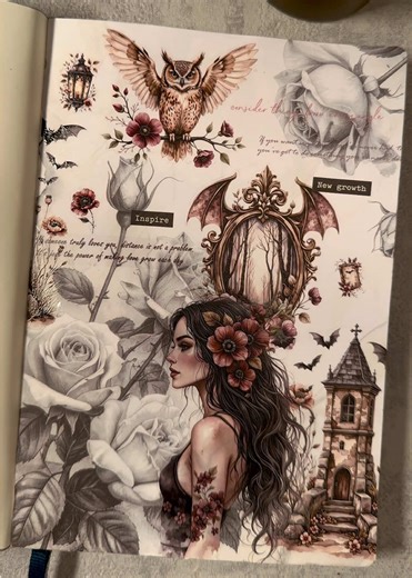 Shadowveil Garden 🖤 Using the amazing PET Tapes from @Tilli's Scrapbook | link in bio 🔗 #tilliscrapbook #scrapbooking #dark #asmr #journaling