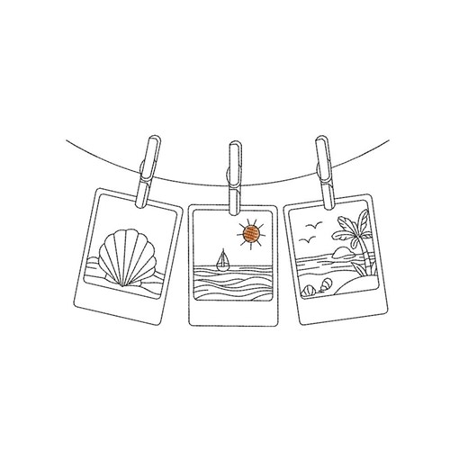 Polaroid Summer Embroidery Designs for Embroidery Machine (3 Size)