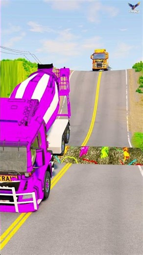 ‎ 超巨大な段差にトラックが突っ込む！衝撃の結末がヤバすぎる…😱💥 #トラック #クラッシュ #シミュレーター