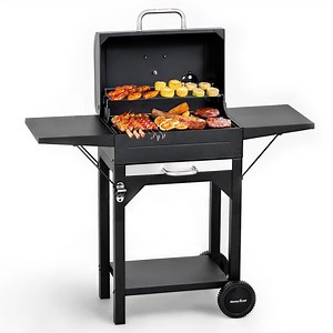 MASTER COOK Charcoal Grill with Two Side Tables, Heavy-duty Steel Barbecue BBQ Grill for Outdoor Picnic Backyard Patio and Parties, Black - Walmart.com