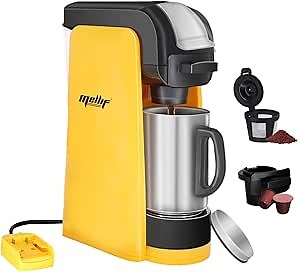 Single Serve Coffee Maker Compatible with Dewalt 20V Max Battery, One-Button Operation & Auto Shut-off Coffee Machine for K-Cup & Ground, with 14.5OZ Reservoir for Home/Outdoor/RV (Tool Only)