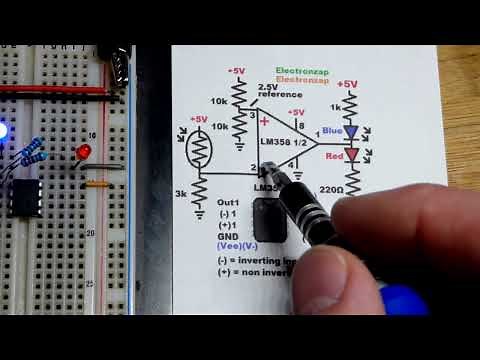 Light Level Controls Op Amp Inverting Comparator Circuit Using LM358 Operational Amplifier