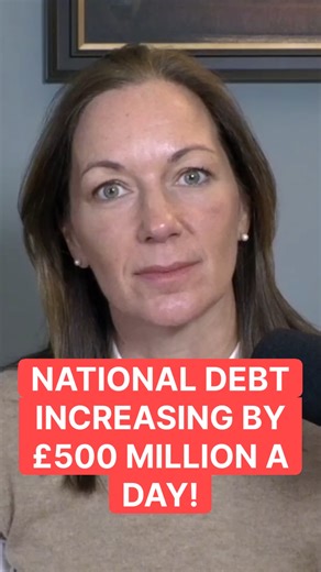 UK Debt: £500M Per Day. We're Heading for Collapse! £5,904 per second. That's how fast Britain's debt is growing right now. With high existing debt, weak growth, and an ageing population, the debt spiral accelerates from 2033, just seven years away. Remember: borrowing is just deferred taxation. Every pound borrowed today is tomorrow's tax bill. How would you solve it? #UKPolitics #NationalDebt #CommonSense #UKEconomy #ReformUK | Justine Thomas
