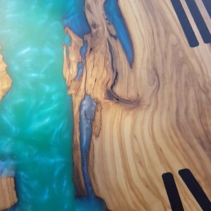 Custom Resin & Olive Wood Wall Clock: Live Edge Rustic Home Decor - Etsy