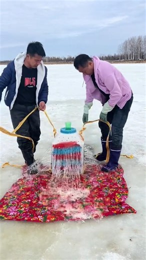 Unbelievable Ice Fishing Trick! 🧊🎣 Fish Explosion Caught on Camera 😱🔥 #shorts #fishing #viral