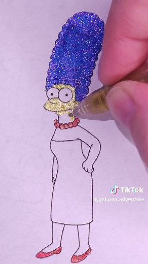Glitter Coloring with Marge Simpson: Fun Gel Pen Ideas
