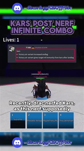 Replying to @Forehead12345678 kars infinite combo STILL WORKS! | #animebattlearena #aba #deepwoken #roblox #anime