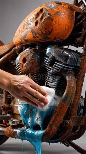 👉This Rusty Motorcycle Was Beyond Saving Until This Happened 😳 #rustmaster #satisfyingcleaning #asmr