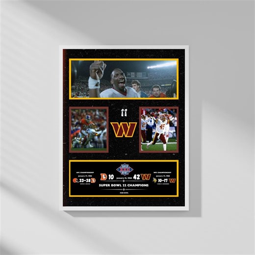 Super Bowl XXII Champions - 1987 Washington Commanders NFL Championship Poster - Etsy