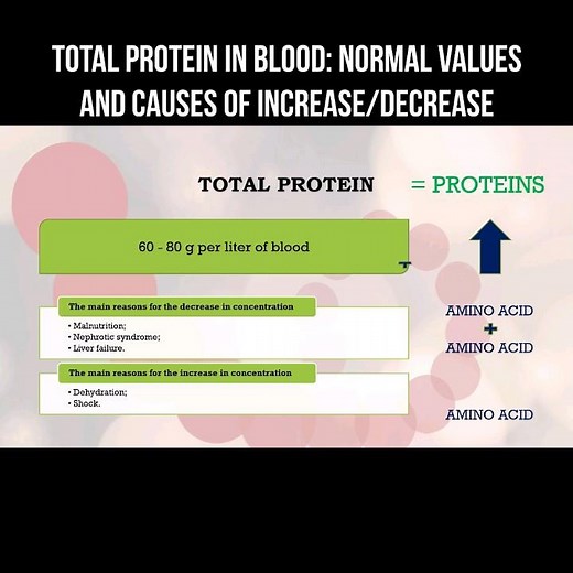 Total protein in blood: normal values and causes of increase/decrease #bloodtest #bloodanalysis