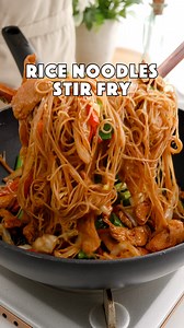 4.3M views · 26K reactions | Easy and delicious rice noodles stir fry Ingredients 120g/5.2oz rice vermicelli noodles 1 carrot 200g/7oz chicken breast or thigh Half onion 100g/3.5oz cabbage 1 bell pepper 2 cloves garlic 2-3 tbsp cooking oil For stir fry sauce 2 tsp dark soy sauce 3 tbsp light soy sauce 1 tsp sesame oil 3 tbsp oyster sauce Half tsp white or black pepper | Khin's Kitchen | Facebook
