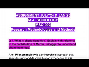MSO-002🤩 IGNOU ASSIGNMENT🎊 JULY’24 & JAN’25😎💯✅ Phenomenology w/reference to Martin Heideggar🥳💫🙏🏻