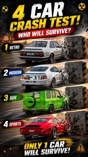 4 Car Crash Test 💥 Only 1 Car Will Survive! | Ultimate Crash Challenge