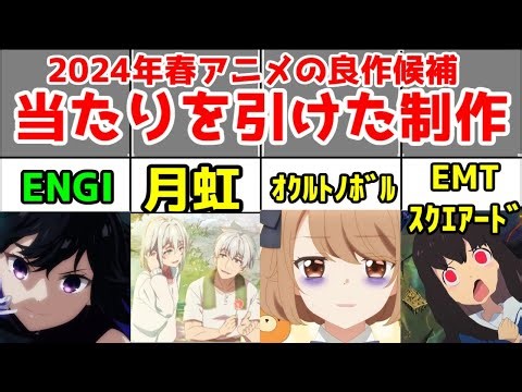 【地雷から中堅へ?】2024年春アニメで確変しそうなアニメ制作会社【ENGI・動画工房・オクルトノボル・月虹・EMTスクエアート・リーベル】