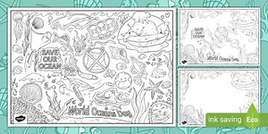 World Oceans Day Doodle Colouring Pages