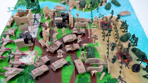3 otters 120PCS Army Men Playset, Military Soldier Toys Army Men Action Figures, with Vehicles Aircrafts Assault Boats, Stocking Stuffers for Kids Boys Ages 3+
