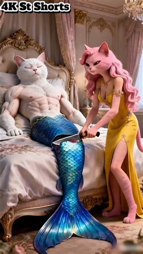 “A Mermaid Cat’s Wife Cut Off His Tail… But What Happened Next Shocked Everyone!”#shorts #viral