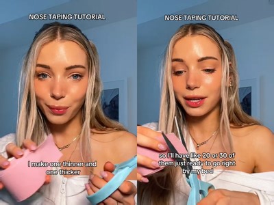 VIDEO: Woman shares tip for "mini nose job" at home