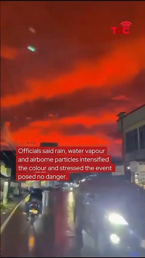 Red skies spark alarm in Southern Indonesia, authorities cite natural cause